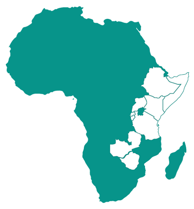8 of active countries supported (insert Africa map with shading of these countries - Kenya, Uganda, Tanzania, Rwanda, Ethiopia, Burundi, Somaliland and Zimbabwe) 